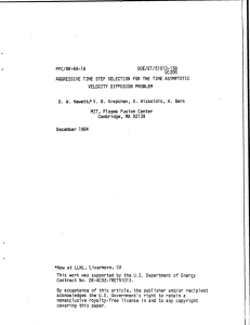 PFC/RR-84-18 STEP VELOCITY  DIFFUSION  PROBLEM