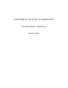 UNIVERSITY OF MARY WASHINGTON LEASE POLICY MANUAL  JUNE 2010