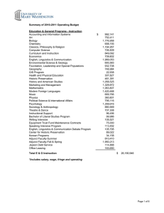 Summary of 2010-2011 Operating Budget Education &amp; General Programs - Instruction 992,141