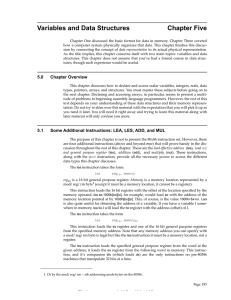 Variables and Data Structures Chapter Five