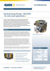 Flywheel Energy Storage – Mk6 FESS - for motor sport applications