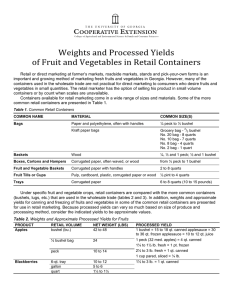   Weights and Processed Yields  of Fruit and Vegetables in Retail Containers 