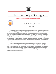 The University of Georgia Simple Marketing Check List