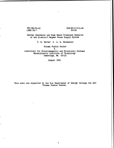 PfVC/RR-83-23 System  Impedance  and  High  Speed ... of  the  Alcator-C  Magnet  Power ... DOE/ET-51013-94