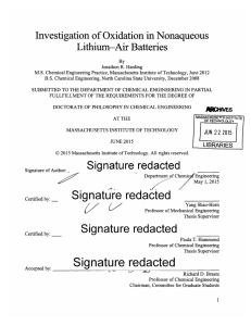 Signature  redacted Investigation of Oxidation in Nonaqueous Lithium-Air Batteries