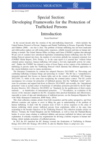 Special Section: Developing Frameworks for the Protection of ﬁcked Persons Traf