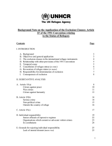 Background Note on the Application of the Exclusion Clauses: Article