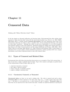 Censored Data Chapter 11 Dealing with “Below Detection Limit” Values