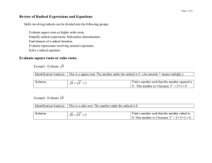 Review of Radical Expressions and Equations