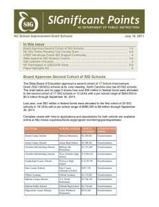 In this issue NC School Improvement Grant Schools July 18, 2011