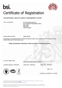 Certificate of Registration OCCUPATIONAL HEALTH &amp; SAFETY MANAGEMENT SYSTEM OHS 551701
