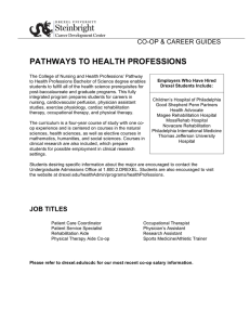 PATHWAYS TO HEALTH PROFESSIONS CO-OP &amp; CAREER GUIDES