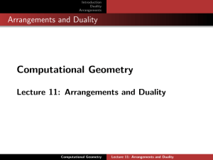 Computational Geometry Arrangements and Duality Lecture 11: Arrangements and Duality Introduction