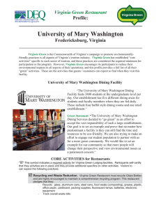 University of Mary Washington Virginia Green Restaurant  Profile: