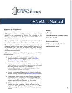 eVA eMall Manual Purpose and Overview Version 9