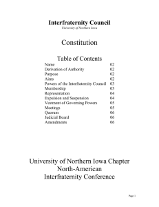 Constitution Interfraternity Council Table of Contents