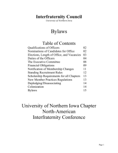 Bylaws Interfraternity Council Table of Contents