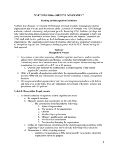 NORTHERN IOWA STUDENT GOVERNMENT  Funding and Recognition Guidelines