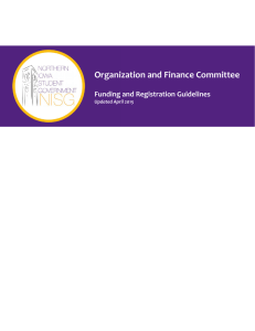 Organization and Finance Committee  Funding and Registration Guidelines Updated April 2015
