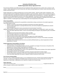 University of Northern Iowa Student Organization Advisor Agreement Form