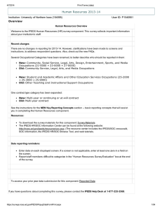 Human Resources 2013-14 Institution: University of Northern Iowa (154095) User ID: P1540951 Overview