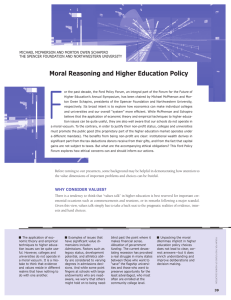 Moral reasoning and higher education Policy