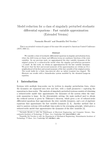 Model reduction for a class of singularly perturbed stochastic