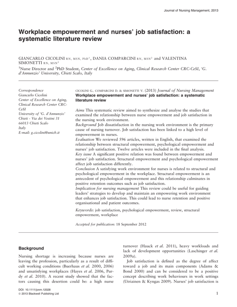 job analysis nursing research