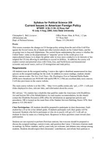 Current Issues in American Foreign Policy Syllabus for Political Science 359