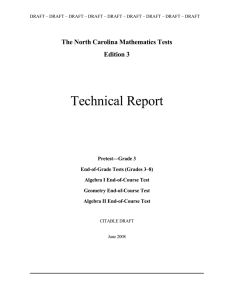 Technical Report The North Carolina Mathematics Tests Edition 3