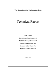 Technical Report The North Carolina Mathematics Tests