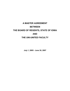 A MASTER AGREEMENT BETWEEN THE BOARD OF REGENTS, STATE OF IOWA AND