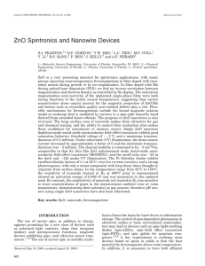 ZnO Spintronics and Nanowire Devices