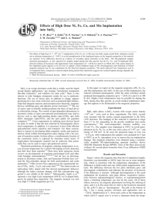 Effects of High Dose Ni, Fe, Co, and Mn Implantation * **