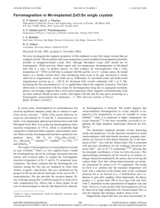 Ferromagnetism in Mn-implanted ZnO:Sn single crystals D. P. Norton