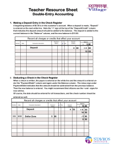 Teacher Resource Sheet Double-Entry Accounting