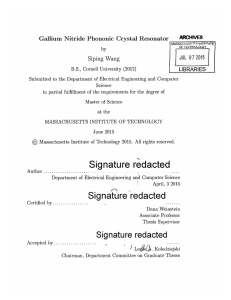 Gallium  Nitride Phononic  Crystal  Resonator Siping  Wang ARCHIVES