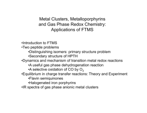 Metal Clusters, Metalloporphyrins , p p y and Gas Phase Redox Chemistry: