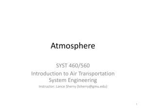 Atmosphere SYST 460/560 Introduction to Air Transportation System Engineering
