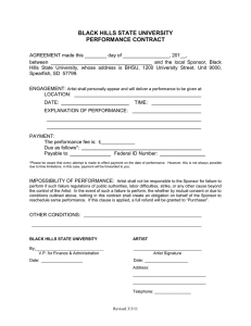 BLACK HILLS STATE UNIVERSITY PERFORMANCE CONTRACT