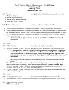 North Carolina Charter Schools Advisory Board Meeting Tentative Agenda February 8, 2016