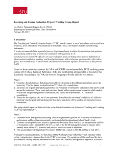 Teaching and Course Evaluation Project: Working Group Report