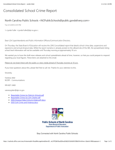 Consolidated School Crime Report North Carolina Public Schools &lt;&gt;