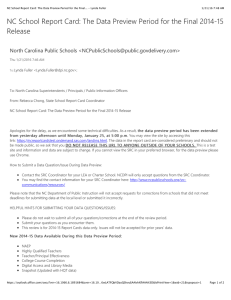 NC School Report Card: The Data Preview Period for the... Release North Carolina Public Schools &lt;&gt;