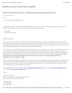 Student Survey Instrument Update North Carolina Public Schools &lt;&gt;