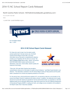 2014%15 NC School Report Cards Released North Carolina Public Schools &lt;&gt;