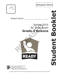 RELEASED Student Booklet Grade 4 Science Spring 2015