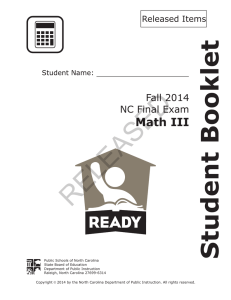 RELEASED Student Booklet Math III Fall 2014