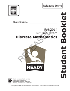 RELEASED Student Booklet Discrete Mathematics Fall 2014