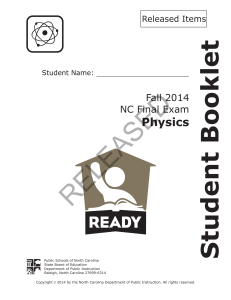 RELEASED Student Booklet Physics Fall 2014